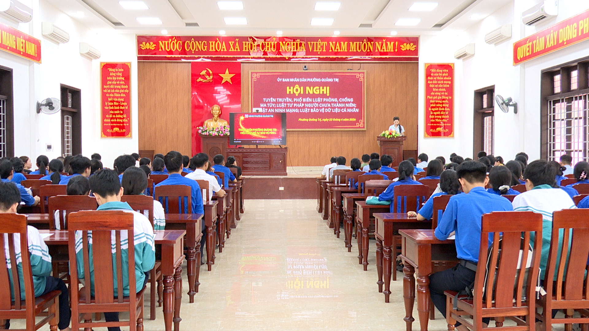 UBND phường Quảng Trị tổ chức Hội nghị tuyên truyền, phổ biến Luật Phòng, chống ma túy; Luật Tư pháp người chưa thành niên; Luật An ninh mạng và Luật Bảo vệ dữ liệu cá nhân