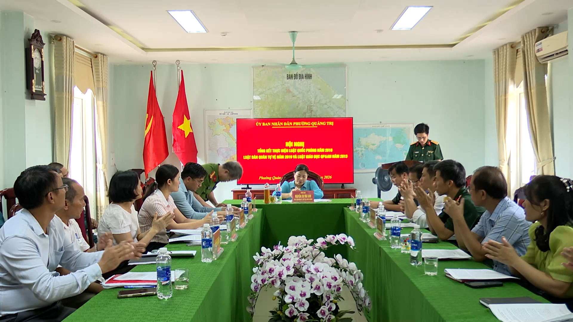 UBND phường Quảng Trị tổ chức Hội nghị tổng kết thực hiện Luật Quốc phòng, Luật DQTV và Luật Giáo dục QPAN